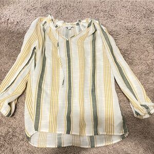 Green and yellow stripped blouse